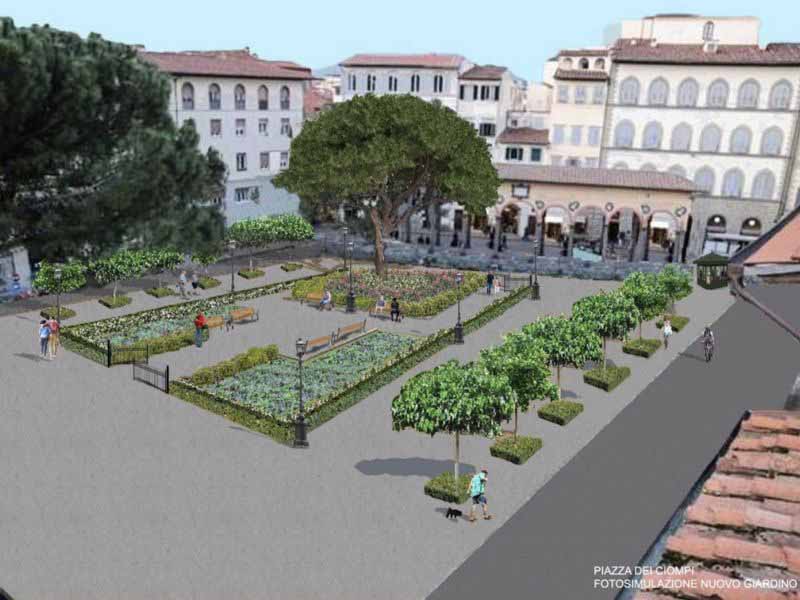 Piazza Ciompi progetto giardino Firenze no mercatino pulci