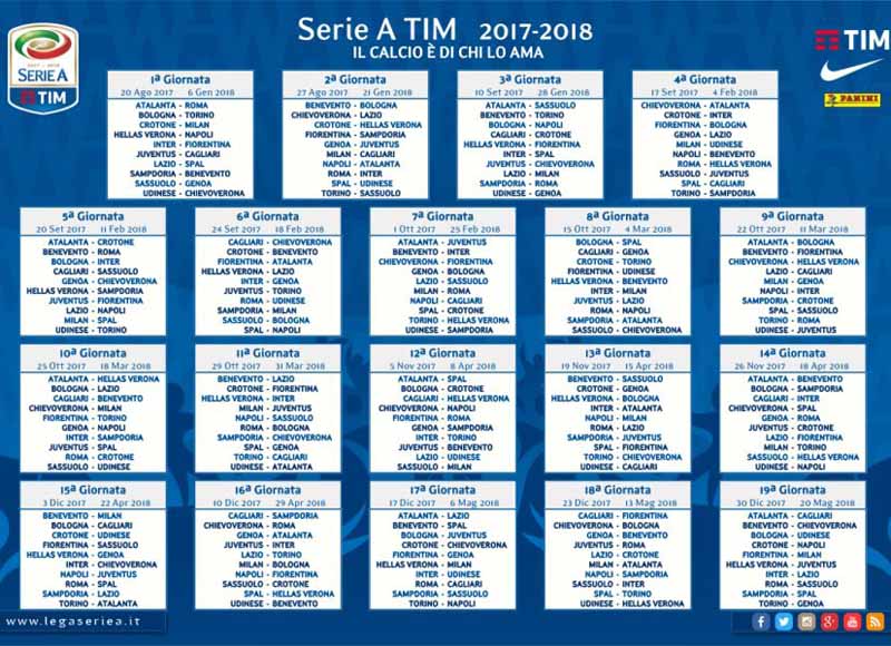 Fiorentina Calendario serie A 2017-2018 prima giornata
