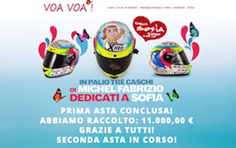 ”Forza Sofia”, raccolti 21mila euro dall’asta dei caschi ”speciali”