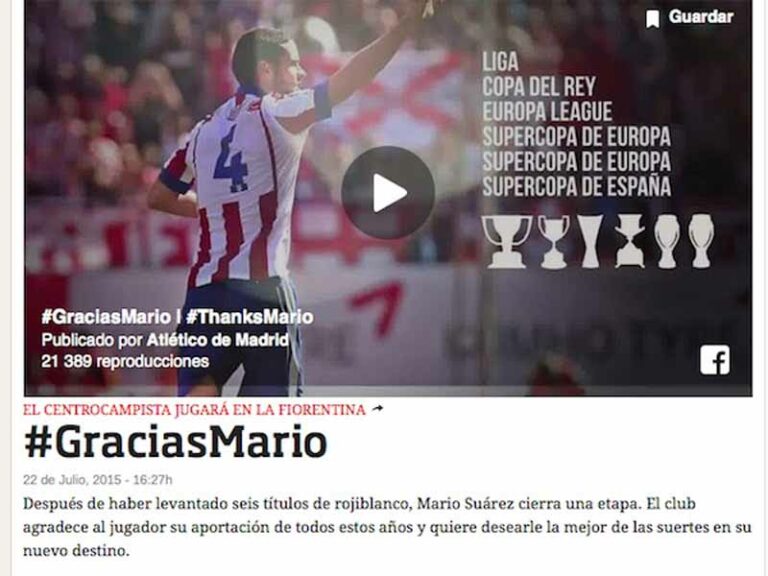 ”Grazie Mario”, l’Atletico Madrid saluta Suarez