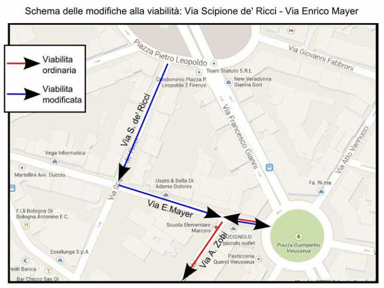 Viale Morgagni, cantiere al centro della carreggiata