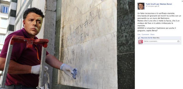 Renzi “smacchiatore” del Battistero: dallo scempio all’ilarità della rete/Foto