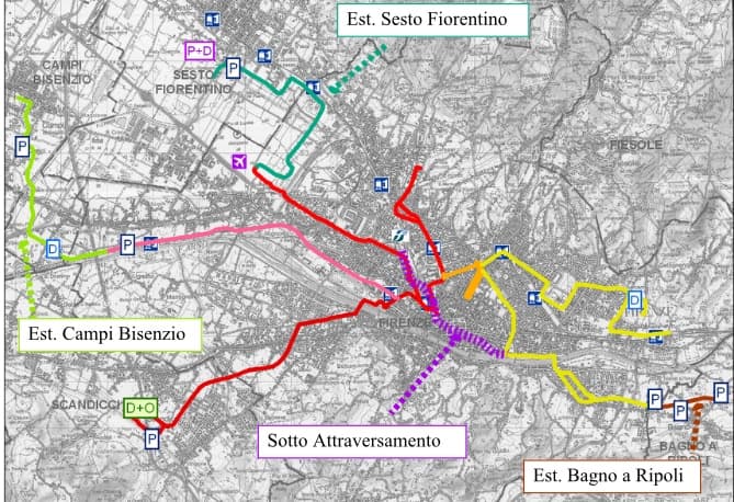 Progetto sistema tramvia Firenze linee 3.2 4 e 2.2
