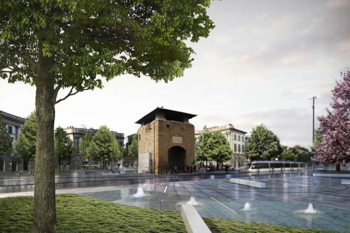 rendering piazza Beccaria progetto tramvia