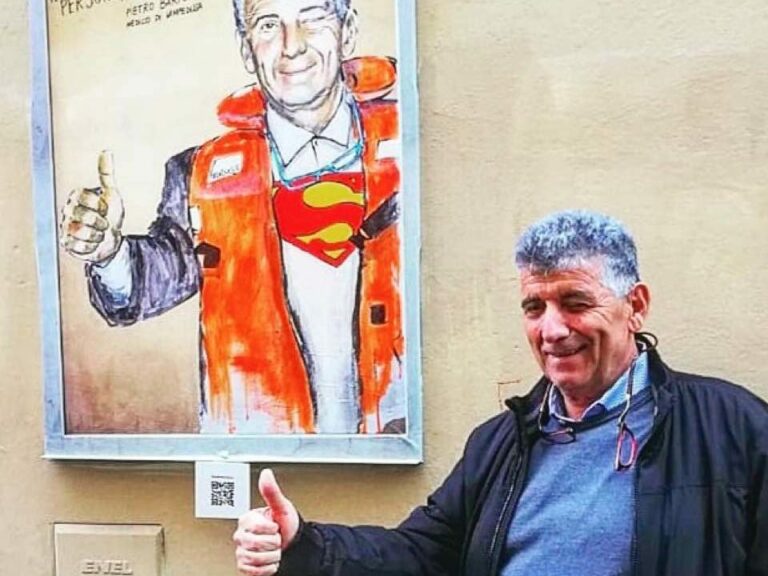 Pietro Bartolo incontra il suo murales a Firenze
