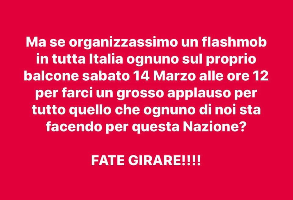 Flash mob 14 marzo applauso coronavirus Firenze Milano Napoli
