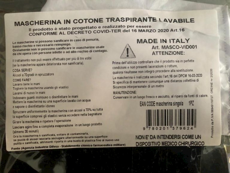 Stabilimento farmaceutico militare Firenze mascherine sanificazione