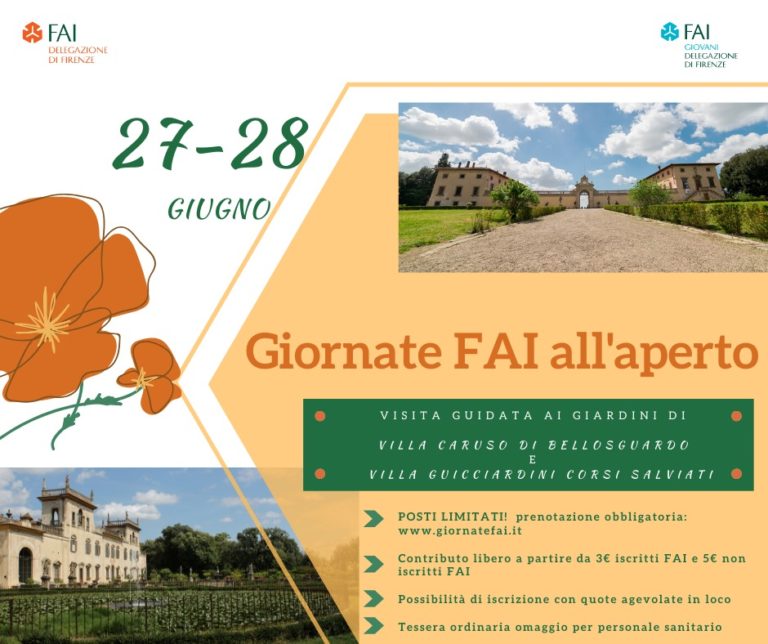 Giornate Fai 2020 cosa vedere in Toscana e a Firenze, i luoghi all'aperto