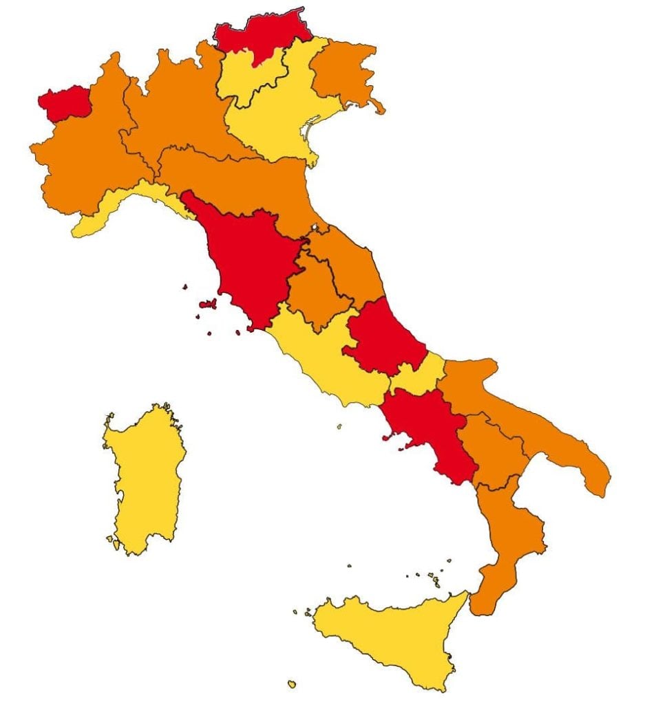 Lista zone rosse arancioni in Italia: mappa aggiornata dicembre