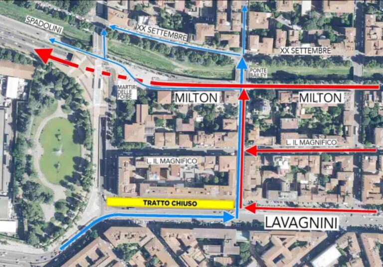 Tramvia Firenze, linea per il centro: viale Lavagnini chiuso per lavori