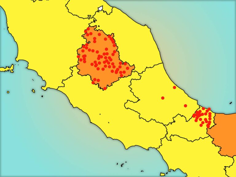 Quali sono i comuni in zona rossa: Umbria, Abruzzo, Molise. La mappa