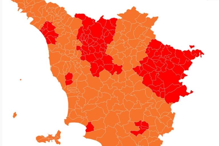 Zone rosse locali in Toscana oggi, quali sono: la mappa dei comuni