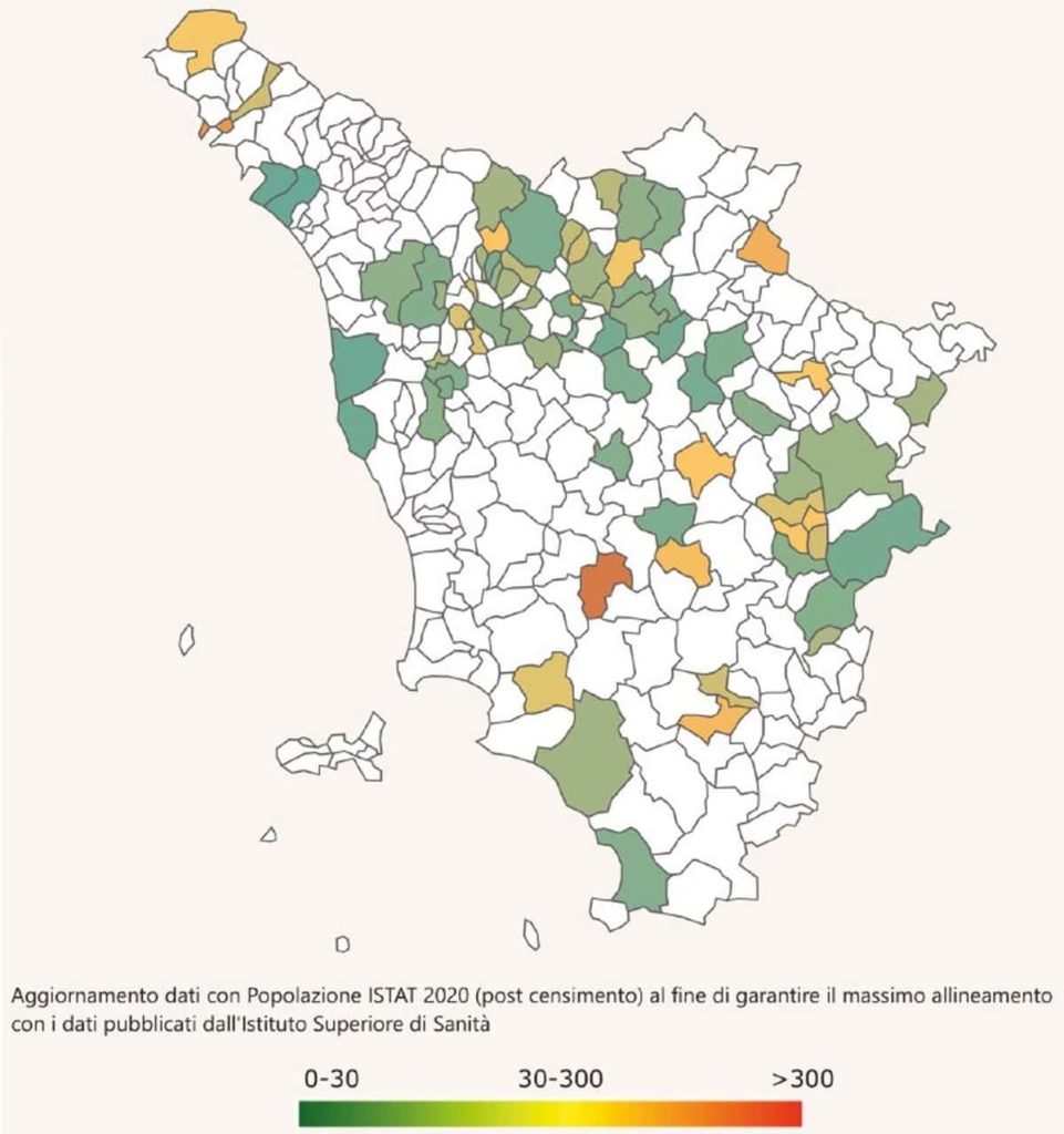 Mappa incidenza contagi Toscana 25 maggio