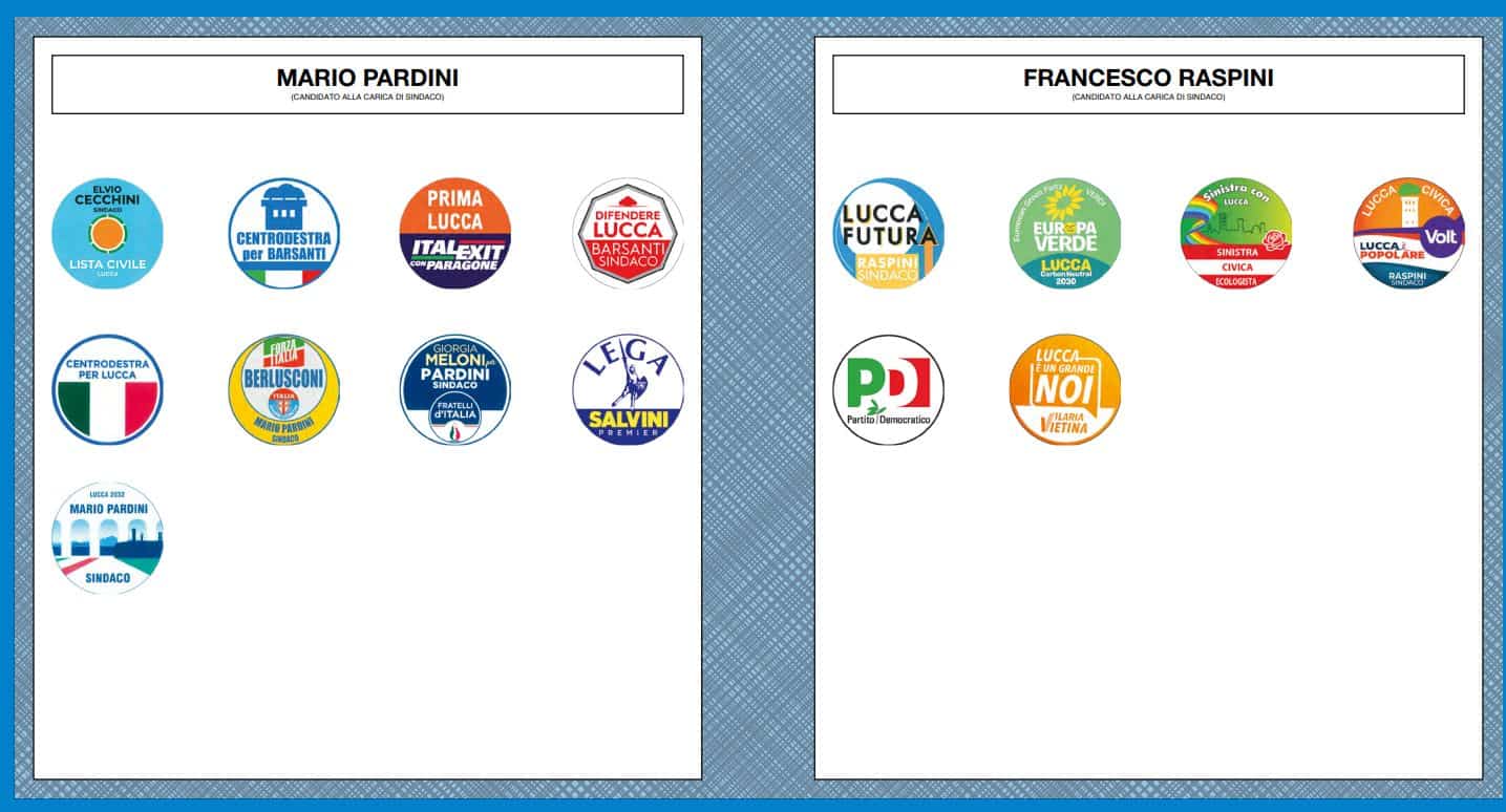 Ballottaggio 2022 Lucca scheda Facsimile amministrative
