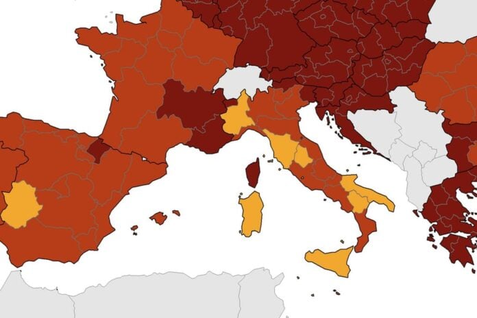 Toscana zona gialla mappa Europa dicembre 2021