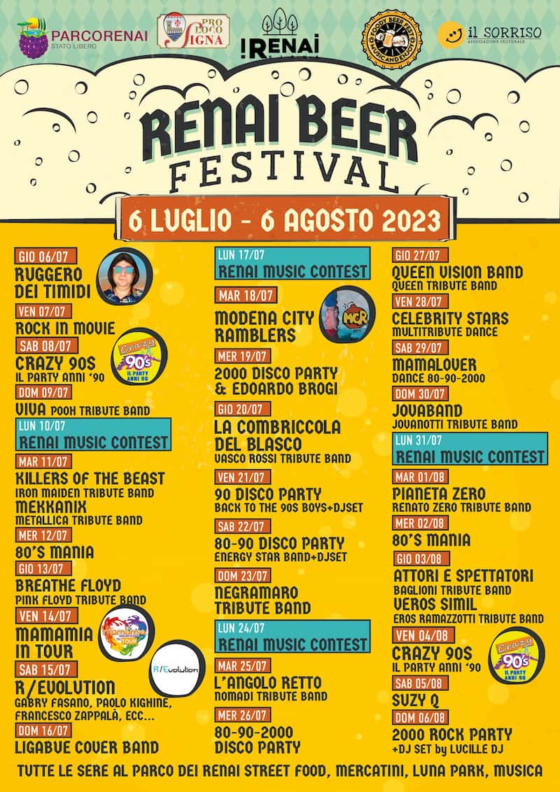Renai Beer Festival programma 2023 concerti