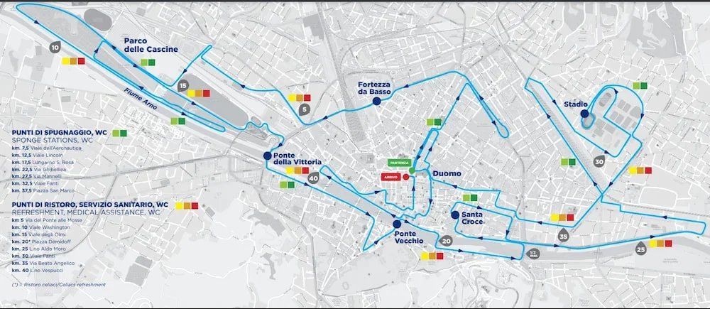 mappa percorso maratona firenze 2022