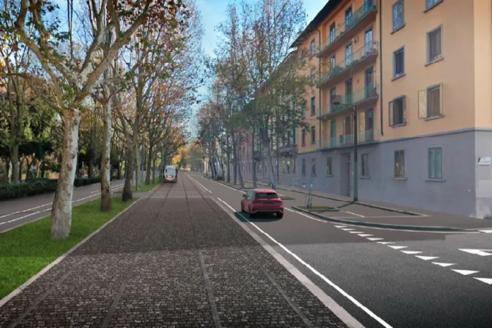 Rendering tramvia Campo di Marte