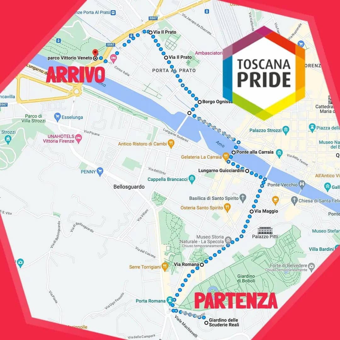 Percorso Toscana Pride Firenze 2023