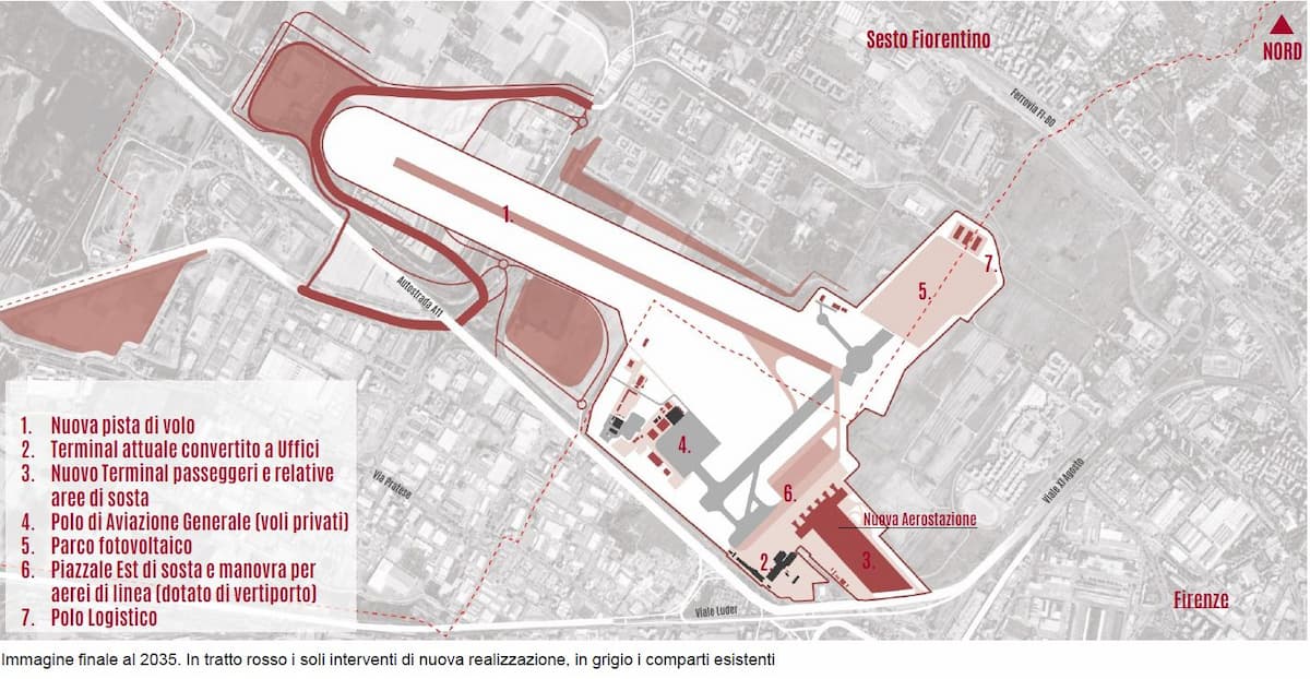 Mappa nuova pista aeroporto Firenze