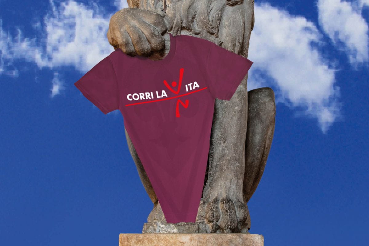 Marzocco maglietta Corri la Vita 2023 colore borgogna