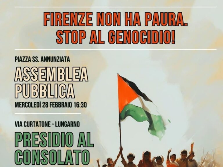 Manifestazione degli studenti a Firenze: il 2 marzo al consolato Usa