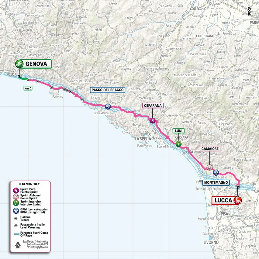Quinta Tappa Giro Italia 2024 Genova Lucca