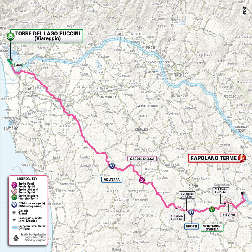 Sesta tappa Giro d'Itaia Torre del Lago Rapolano Terme