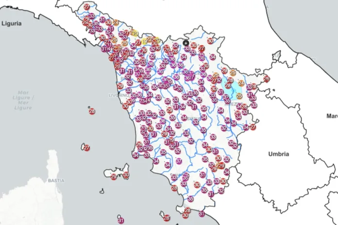 Temperature massime toscana caldo