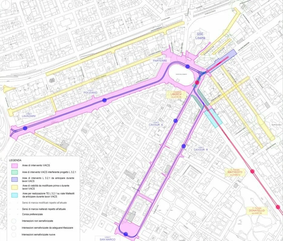 Mappa VACS tramvia Firenze piazza San Marco fermate