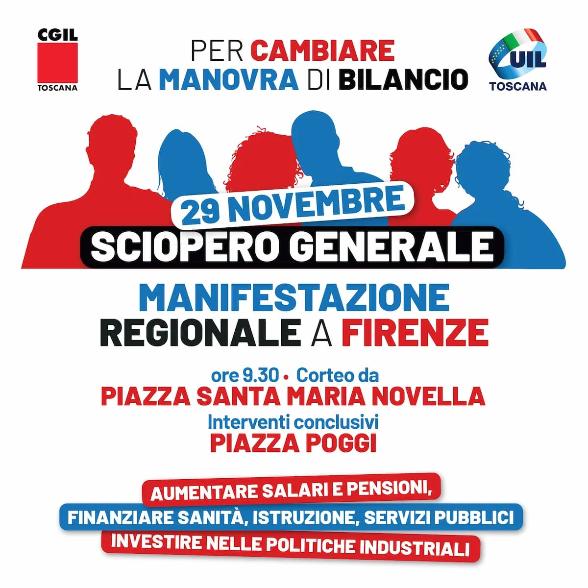 Sciopero generale 29 novembre Firenze manifestazione